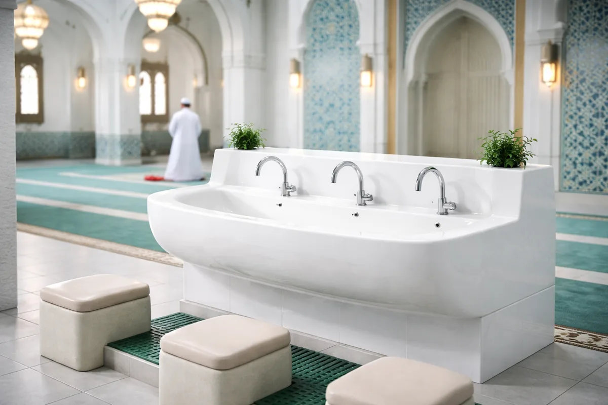 Comment installer un lavabo d'ablutions en céramique antibactérienne dans une mosquée